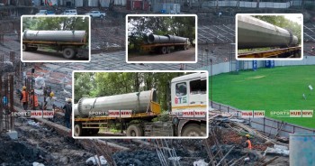 त्रिवि क्रिकेट मैदानमा फ्लडलाइट जडानका लागि  ३ वटा टावर आइपुग्यो